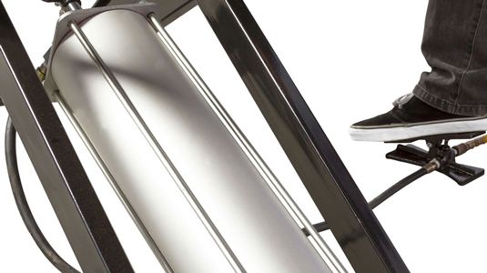 Pneumatic height adjustment is controlled with foot pedal