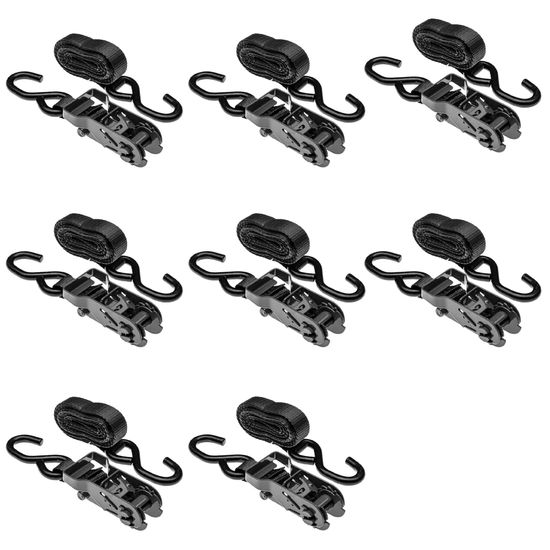 10RAT-S-8B Ratchet Straps with S-Hooks 10 x 1 8-Pack