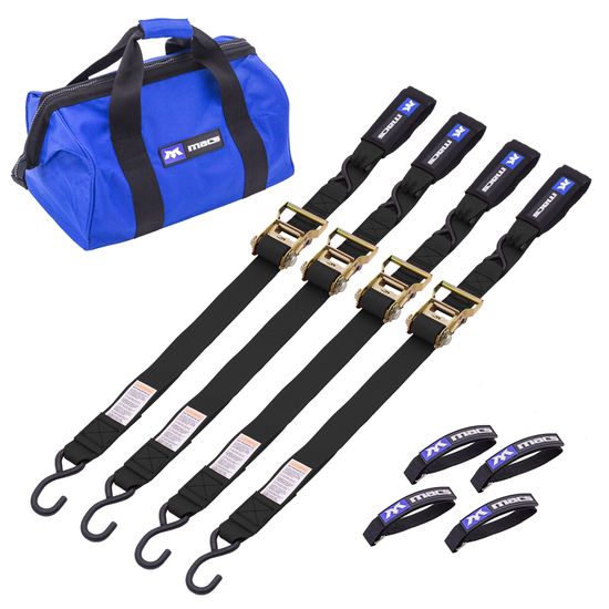2IN-MOTO-RTCHT-PK-W-INTG-SL-S-HK 2 x 6 Motorcycle Ratchet Pack with Integrated Soft Loops S-Hooks
