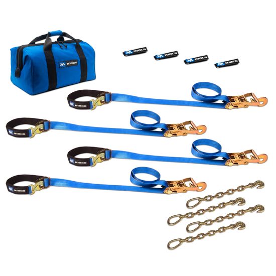 2IN-X-8FT-UTV-W-DIR-HK-AND-CN-EXT 2 x 8 UTV Tie-Down Pack with Direct Hook  Chain Extension