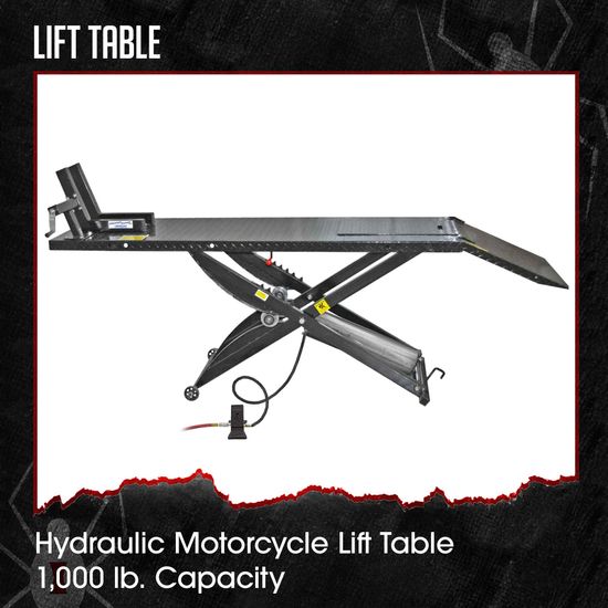 BW-1000A-BYO Black Widow Motorcycle Lift Table Pneumatic - Build Your Own Shop Kit