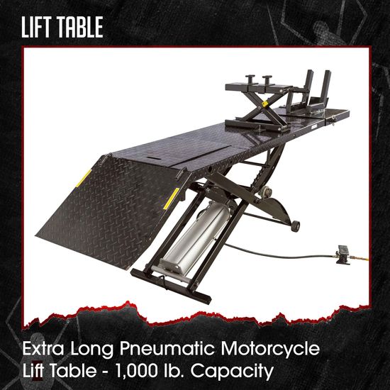 BW-1000A-XL-BYO Black Widow XL Motorcycle Lift Table Pneumatic - Build Your Own Shop Kit