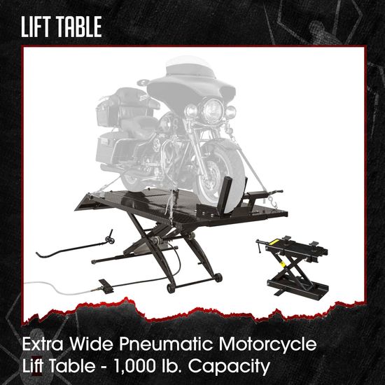 BW-1000A-XW-BYO Black Widow XW Motorcycle Lift Table Pneumatic - Build Your Own Shop Kit