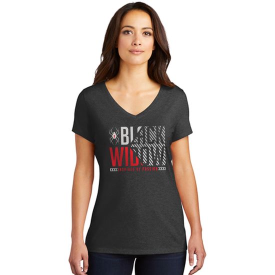 BW-BFSS01-L-L Rectangular Logo Womens Short Sleeve V-Neck T-Shirt - Large