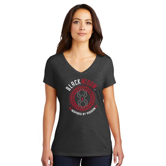 BW-BFSS03-L-XL Circular Logo Womens Short Sleeve V-Neck T-Shirt - XL