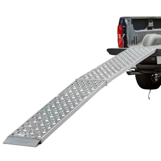 Single Shot Ramp Black Widow Aluminum Bi-Fold Motorcycle Ramp w/Steps | Black Widow