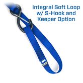 510432 1 x 10 Motorcycle Ratchet Tie-Down Pack with Integrated Soft Loops S-Hooks  Keepers - Blue 2