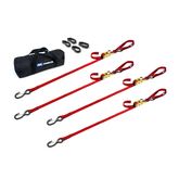 510433 1 x 10 Motorcycle Ratchet Tie-Down Pack with Integrated Soft Loops S-Hooks  Keepers - Red