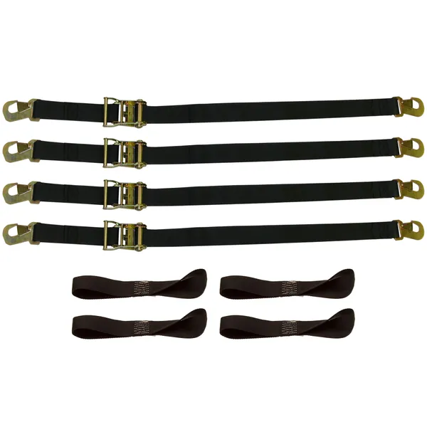 8-Piece HD Snap-Hook Ratchet Motorcycle Tie-Down strap set (72
